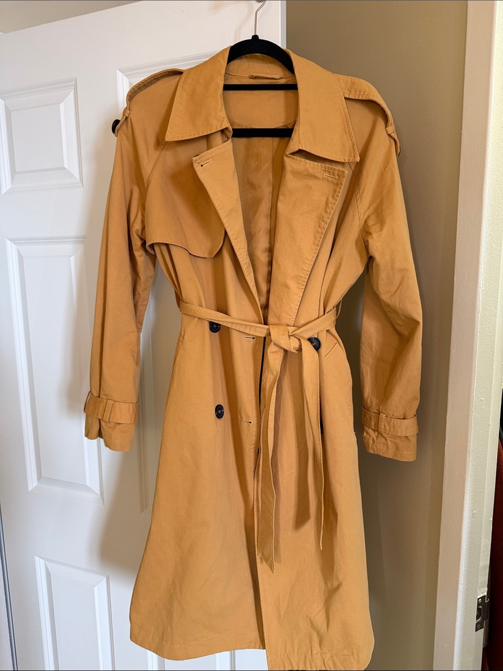Women’s Trench Coat - Mustard Tan Belted Trench